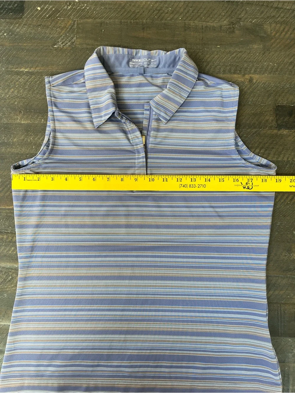 Nike Golf Blue Striped Sleeveless Polo Tank Top Shirt Size M (8-10) FIT DRY